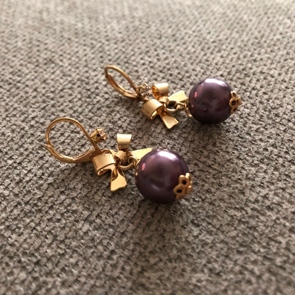 Dropdown Gold and Purple Earrings
